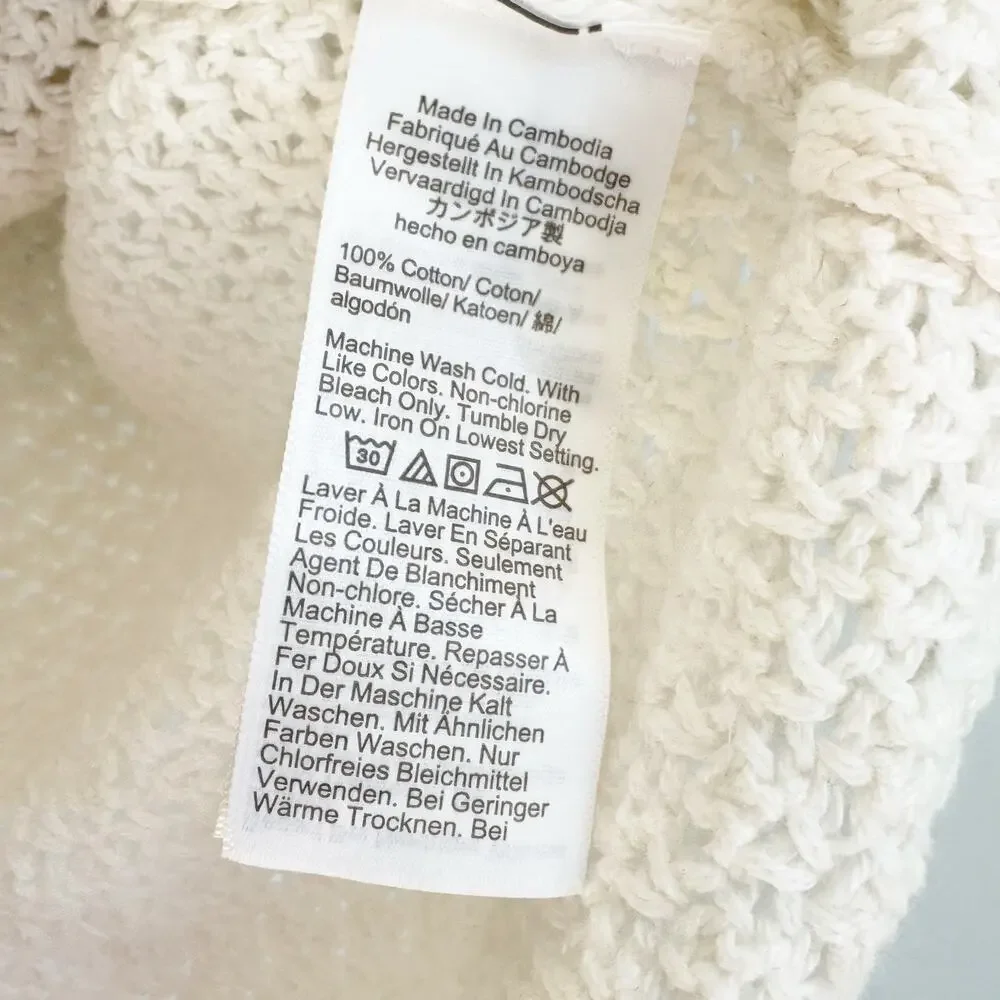 J. Crew Short-Sleeve Crochet Cardigan Sweater Ivory Ant Navy Crochet Size XS NWT